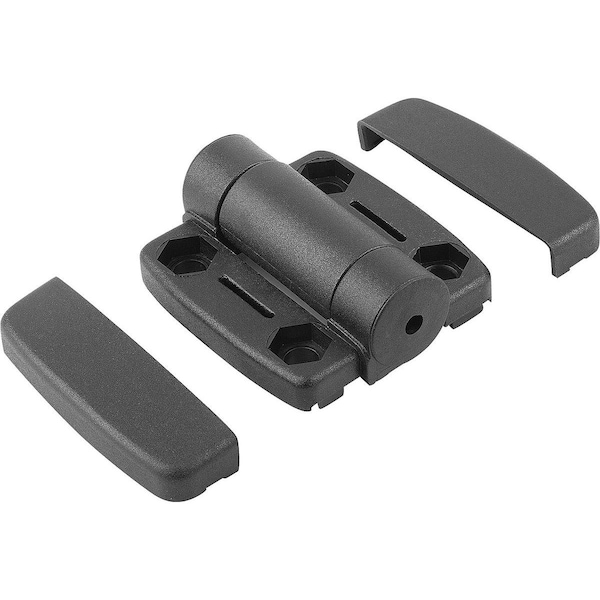 Hinge W. Adj. Friction 54X56, Plastic Black, Comp:Stainless Steel, A1=17, 75, A2=17, 75, A3=27, A4=27